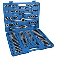 Hengda 110 piezas Juego de machos de roscar de- de acero de trabajo rápido- con maletín portátil azul